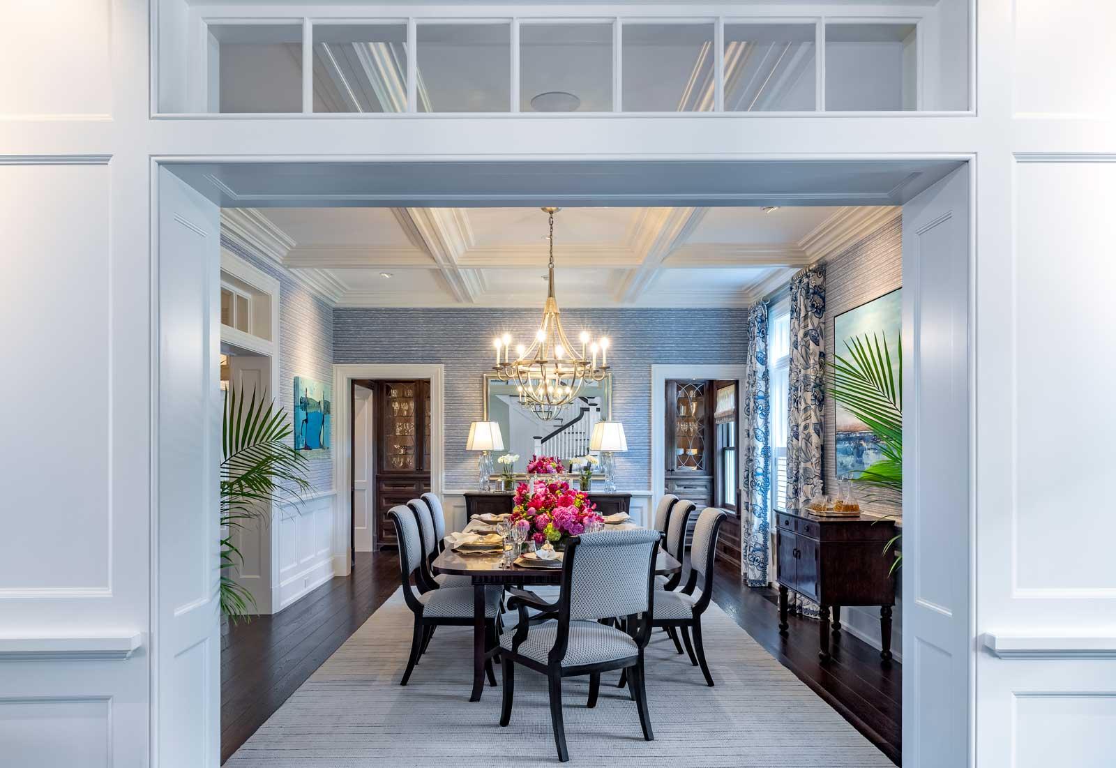 Shingle Style Ocean Home - dining room by Kotzen Interiors, LLP